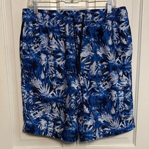 EUC Speedo Blue Tropical Print Men's Swim Shorts Size L